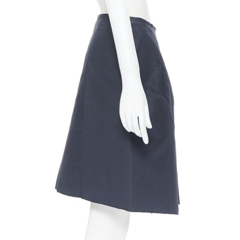 PRADA black cotton pleated front A-lone skirt IT38 27