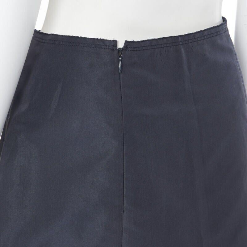 PRADA black cotton pleated front A-lone skirt IT38 27