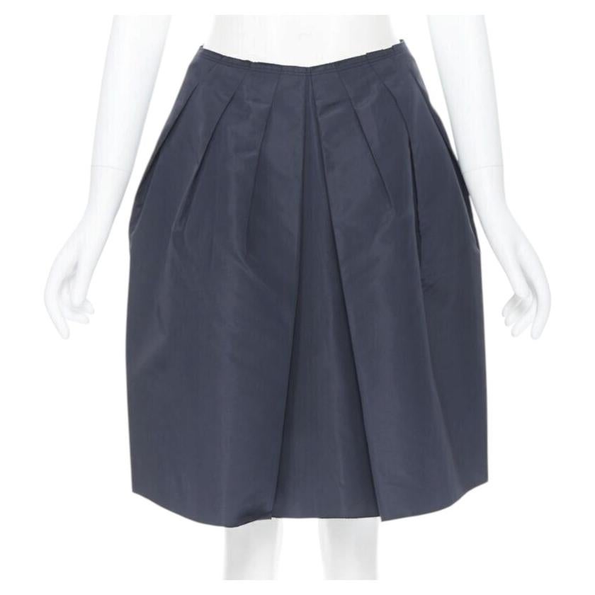 Pre-owned Miuccia Prada Prada Black Cotton Pleated Front A-lone Skirt It38 27"