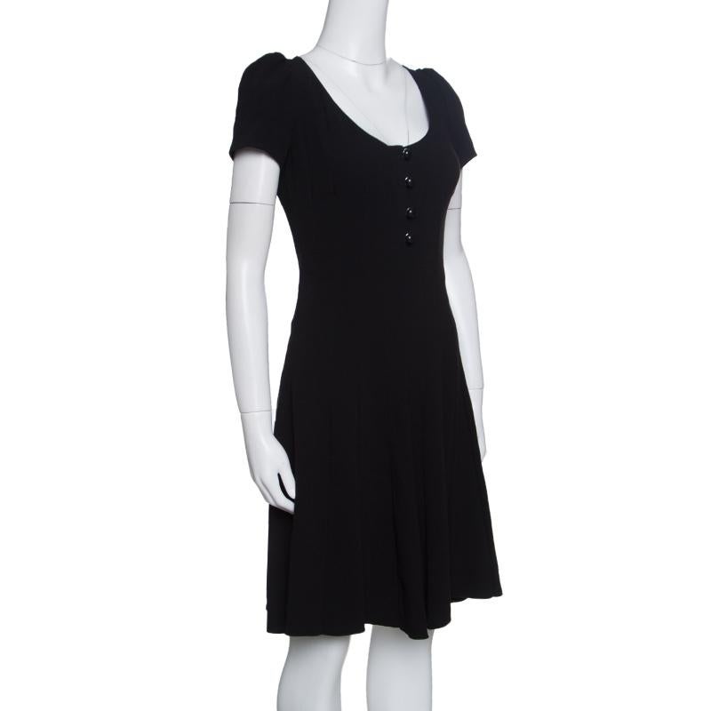 Prada Black Crepe Paneled Dress S In Good Condition In Dubai, Al Qouz 2