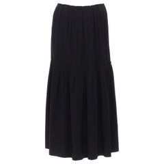 PRADA black crepe pleated side zip midi skirt IT40