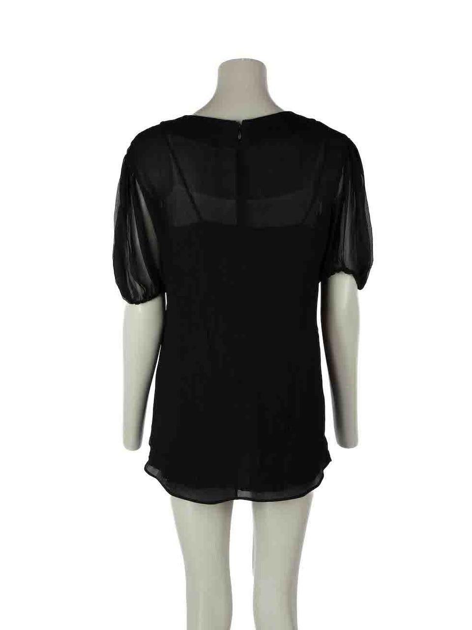 Prada Black Crepe Short Sleeves Top Size S In Good Condition For Sale In London, GB