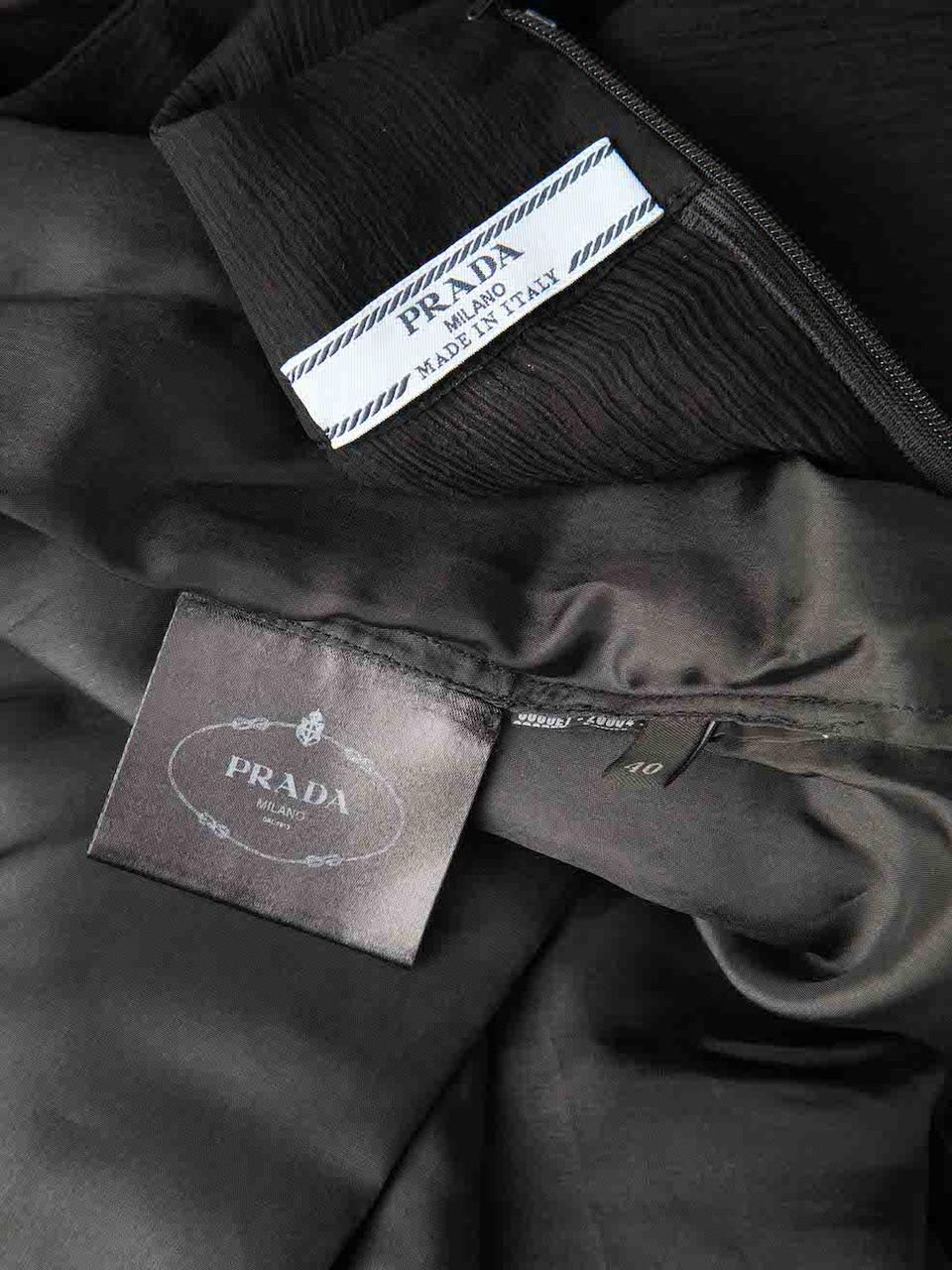 Prada Black Crepe Short Sleeves Top Size S For Sale 1
