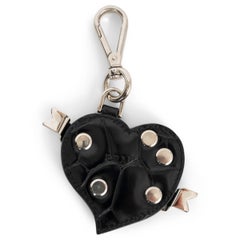 PRADA black CROC EMBELLISHED HEART Keyring Bag Charm