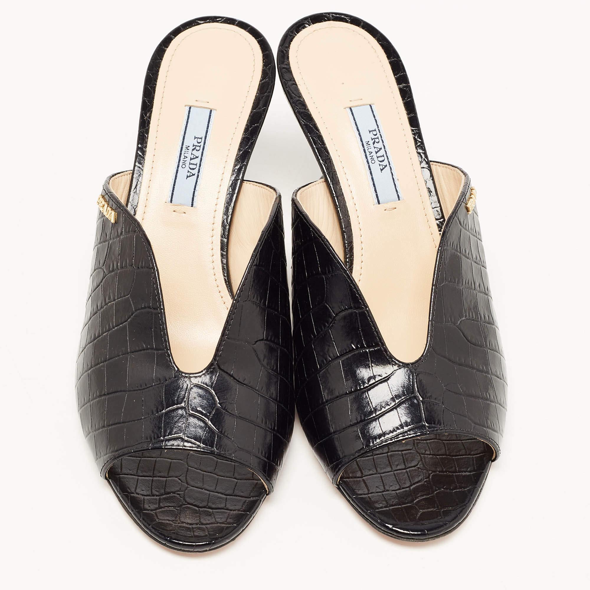A perfect blend of luxury, style, and comfort, these designer mules are made using quality materials and frame your feet in the most elegant way. They can be paired with a host of outfits from your wardrobe.

Includes: Original Box, Extra Heel Tips,