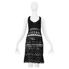 Prada Black Crochet Knit Dress With Geometric Paillettes 2005