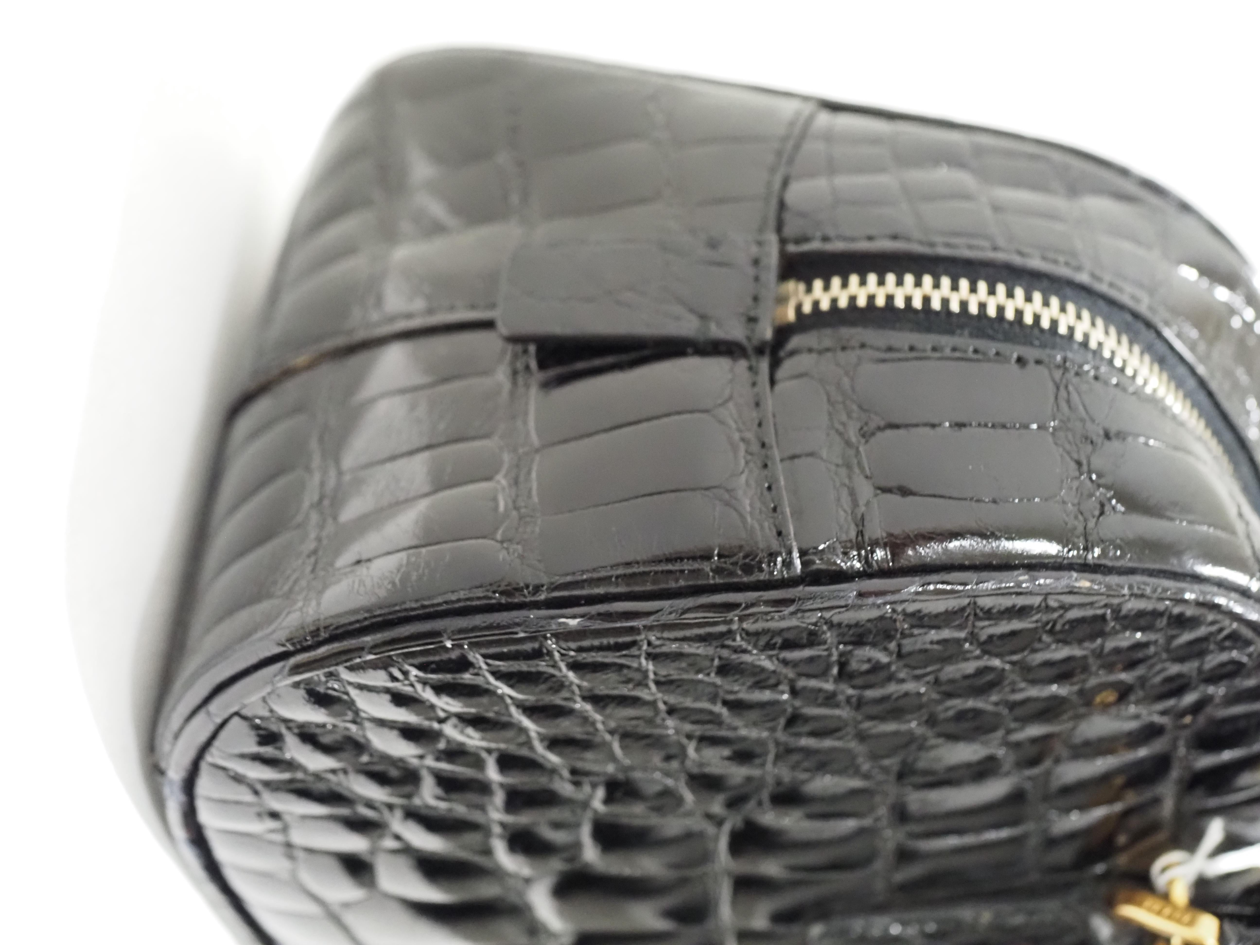 Prada black croco leather handbag shoulder bag For Sale 4