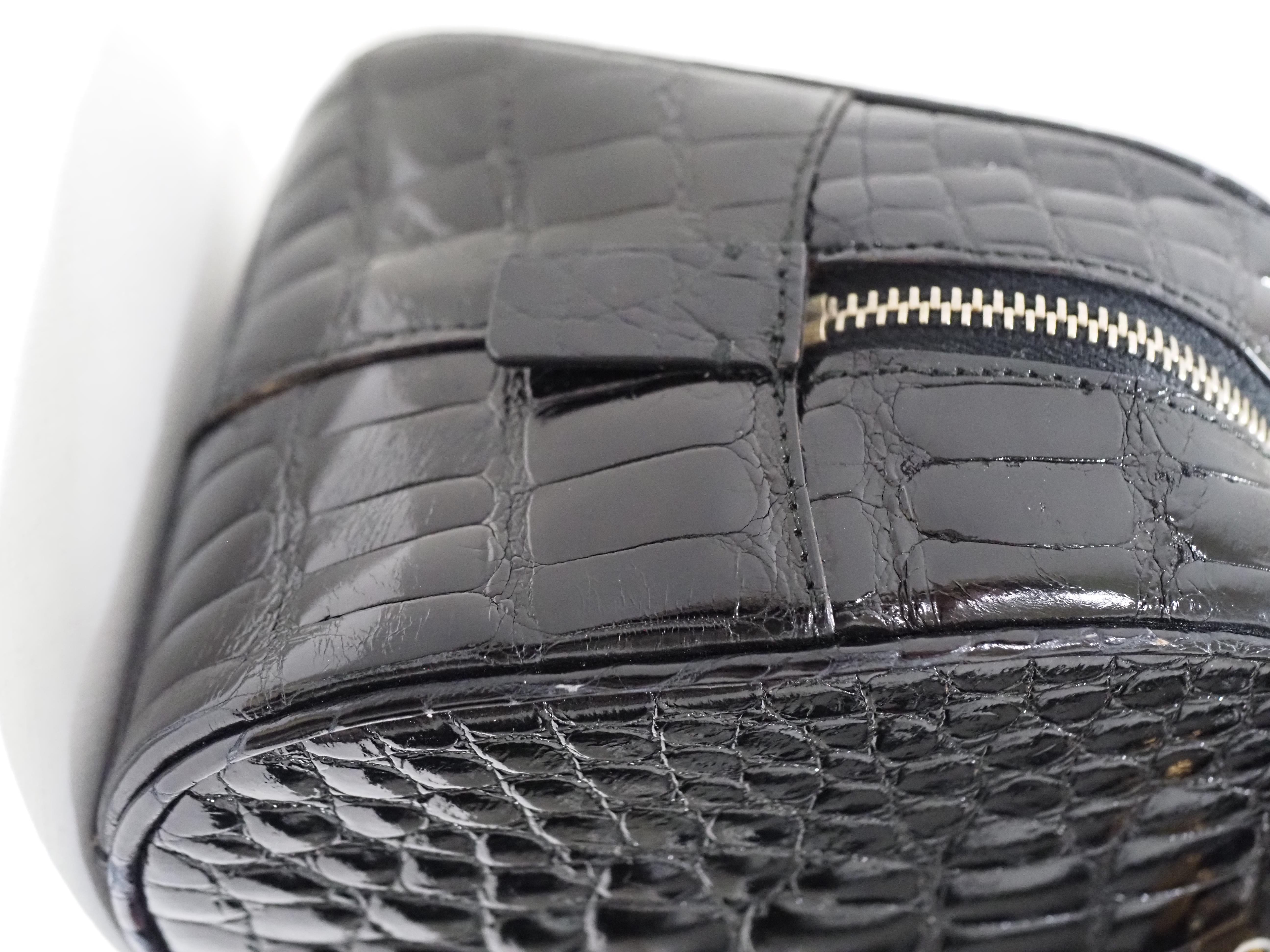Prada black croco leather handbag shoulder bag For Sale 5