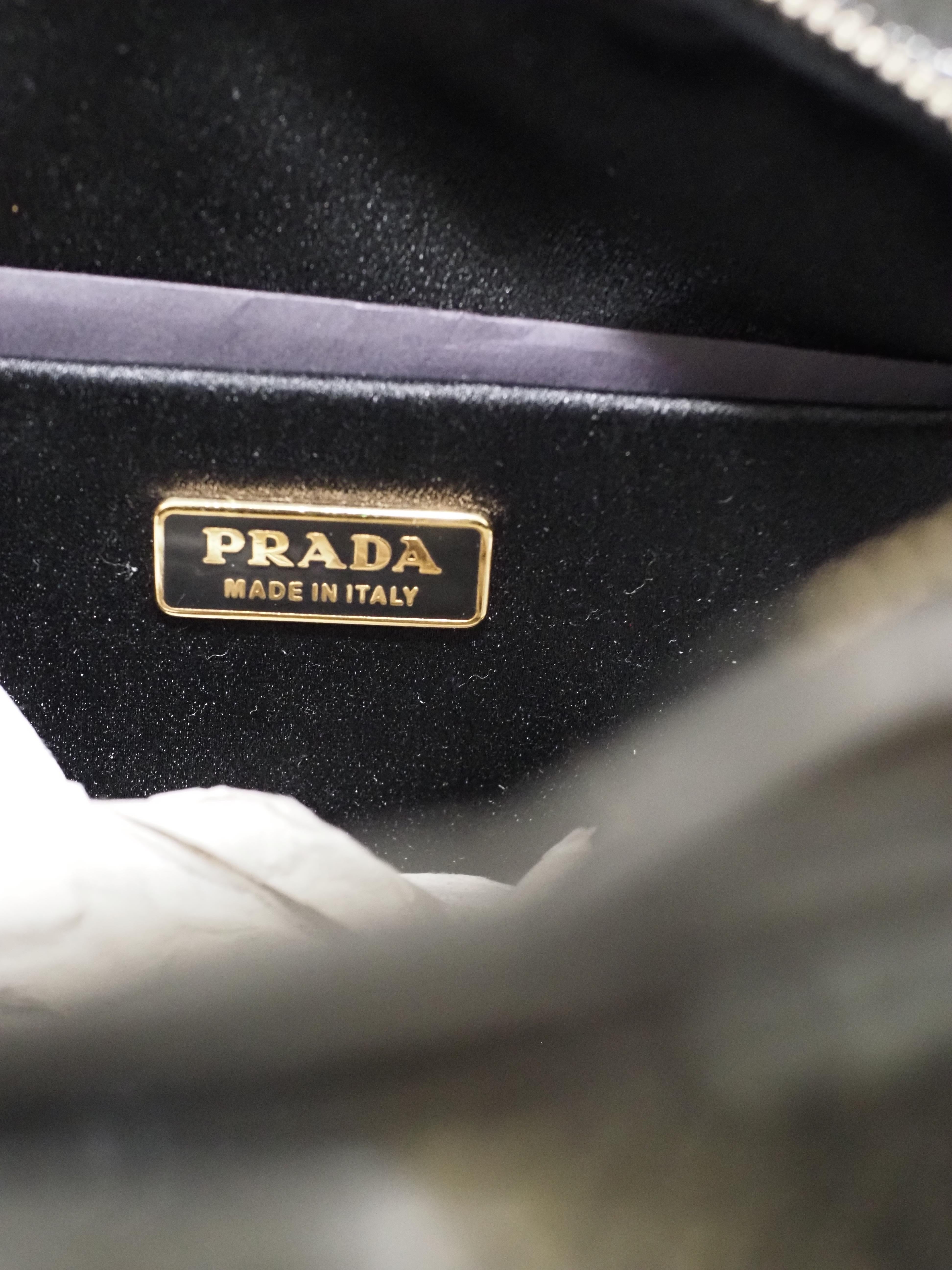 Black Prada black croco leather handbag shoulder bag For Sale