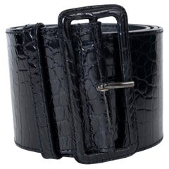 PRADA nero CROCODILE Cintura a vita extra larga 90