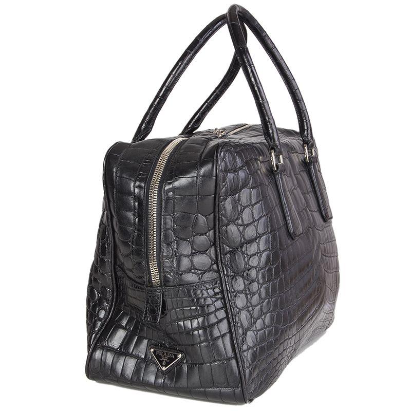 Women's or Men's PRADA black CROCODILE large Top Handle Bag