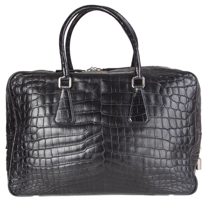 PRADA black CROCODILE large Top Handle Bag at 1stDibs vintage prada crocodile bag prada black crocodile bag black prada crocodile bag