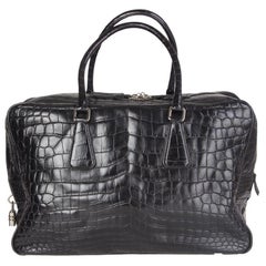 PRADA black CROCODILE large Top Handle Bag