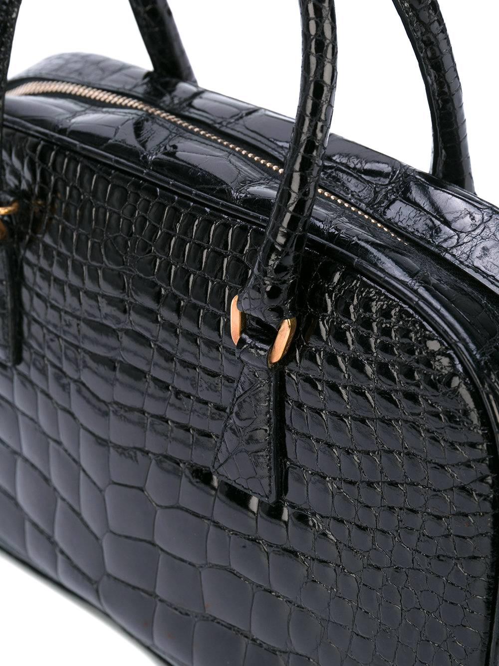 prada black crocodile handbag