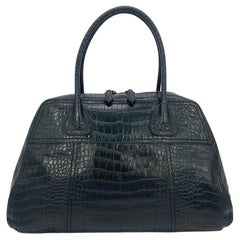 Prada Black Crocodile Top Handle Tote