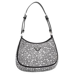 Used Prada Black Crystal Cleo Shoulder Bag