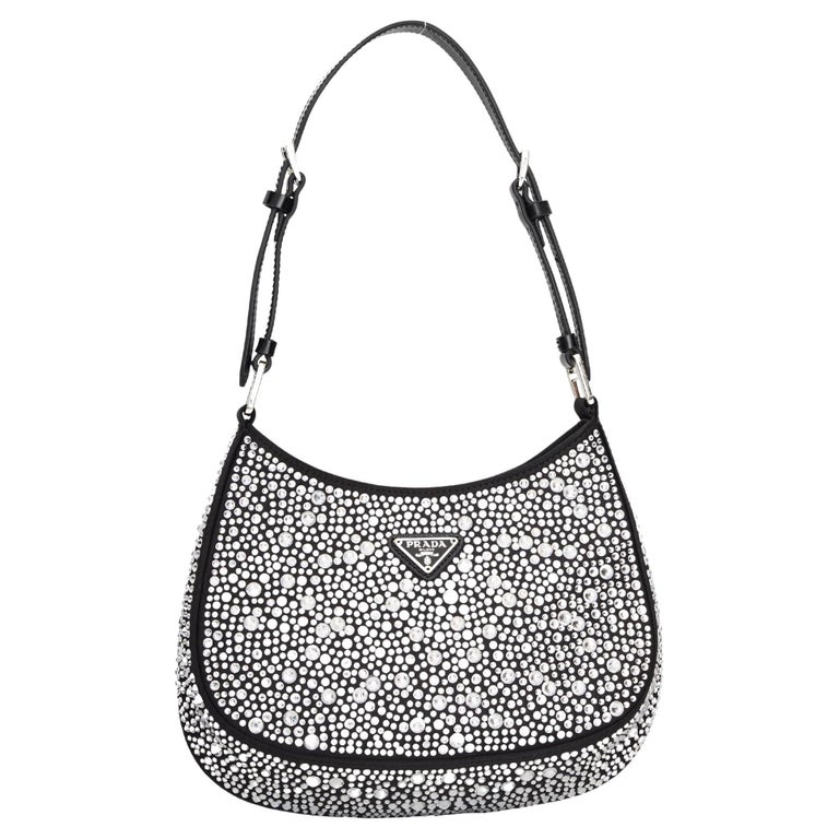 Prada Black Crystal Cleo Shoulder Bag For Sale at 1stDibs