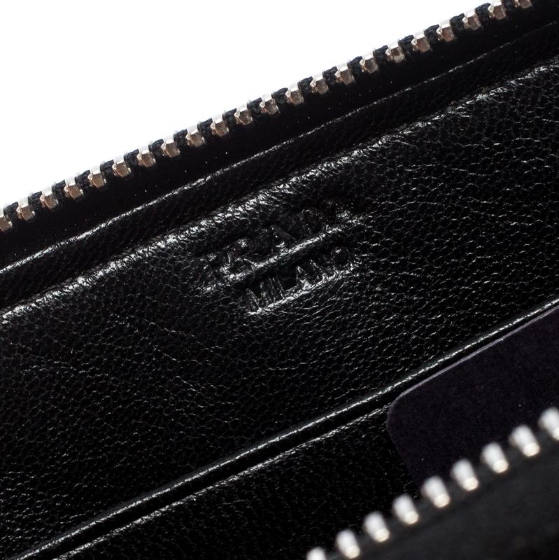 Prada Black Crystal Embellished Leather Zip Around Wallet 3