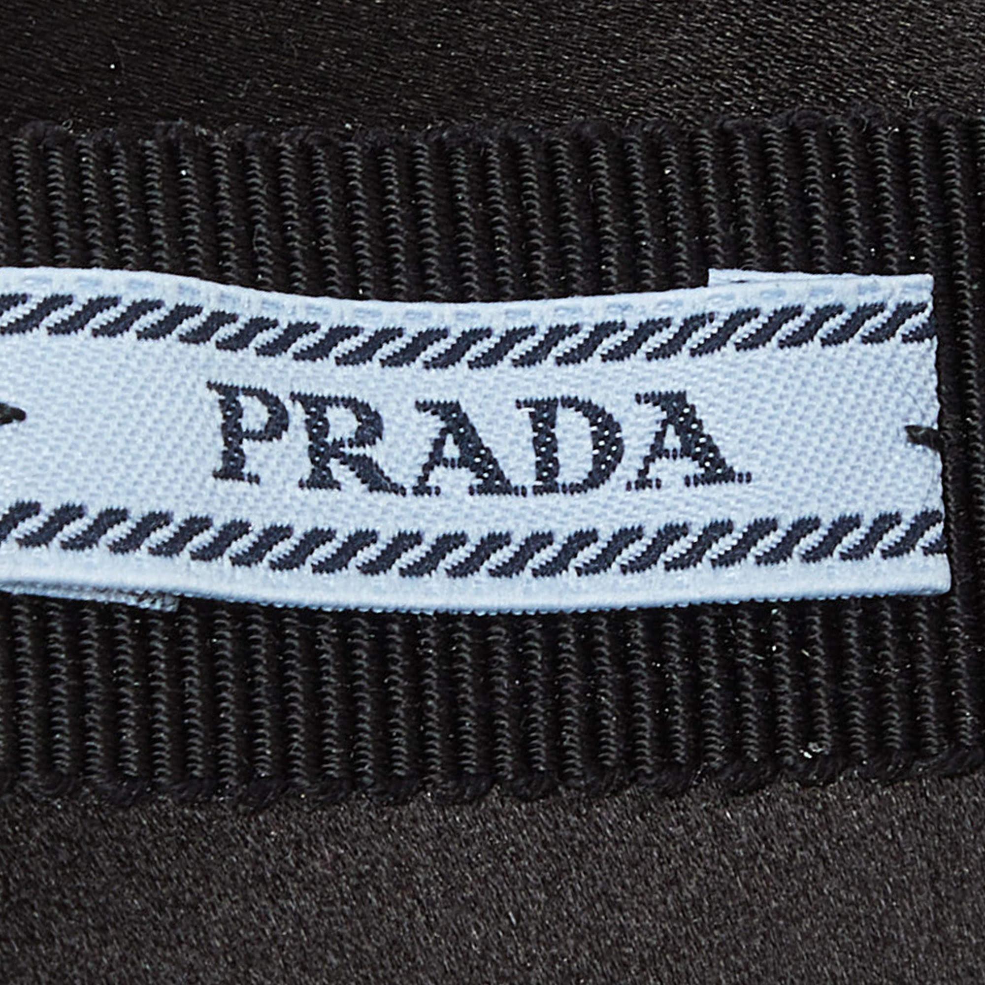 Prada Black Crystal Embellished Satin Wide Headband 1
