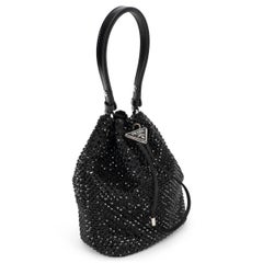 PRADA schwarz CRYSTAL SATIN MINI BUCKET Tasche
