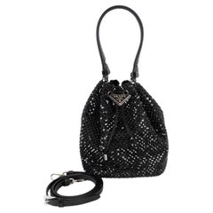 PRADA schwarz CRYSTAL SATIN MINI BUCKET Tasche