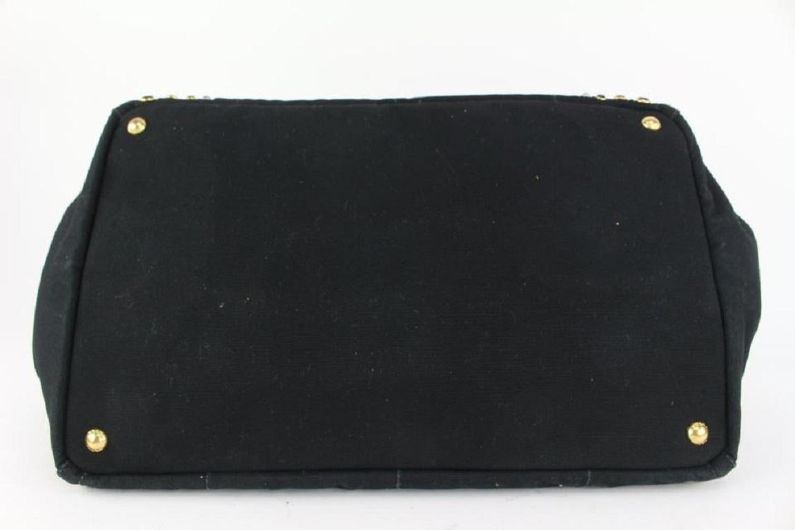 Prada Black Crystal Stud Canapa Tote Bag 99pr76 2