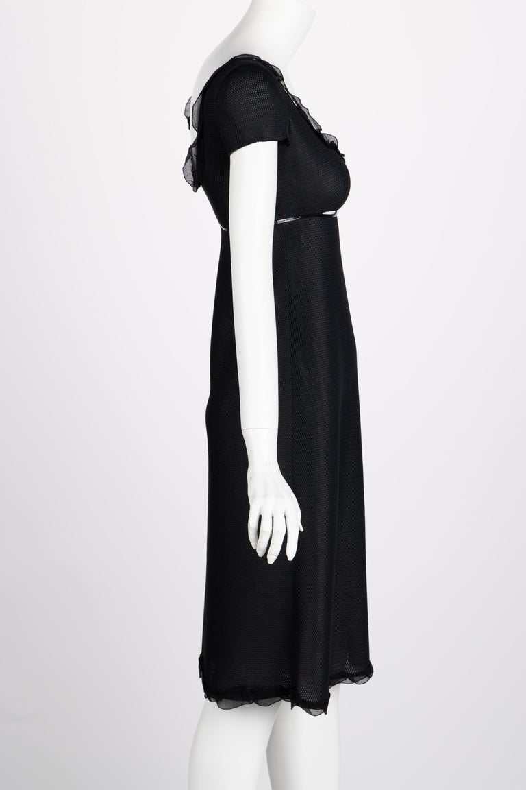 Women's Prada Black Cutout Patent Trim Dress, 1990s For Sale