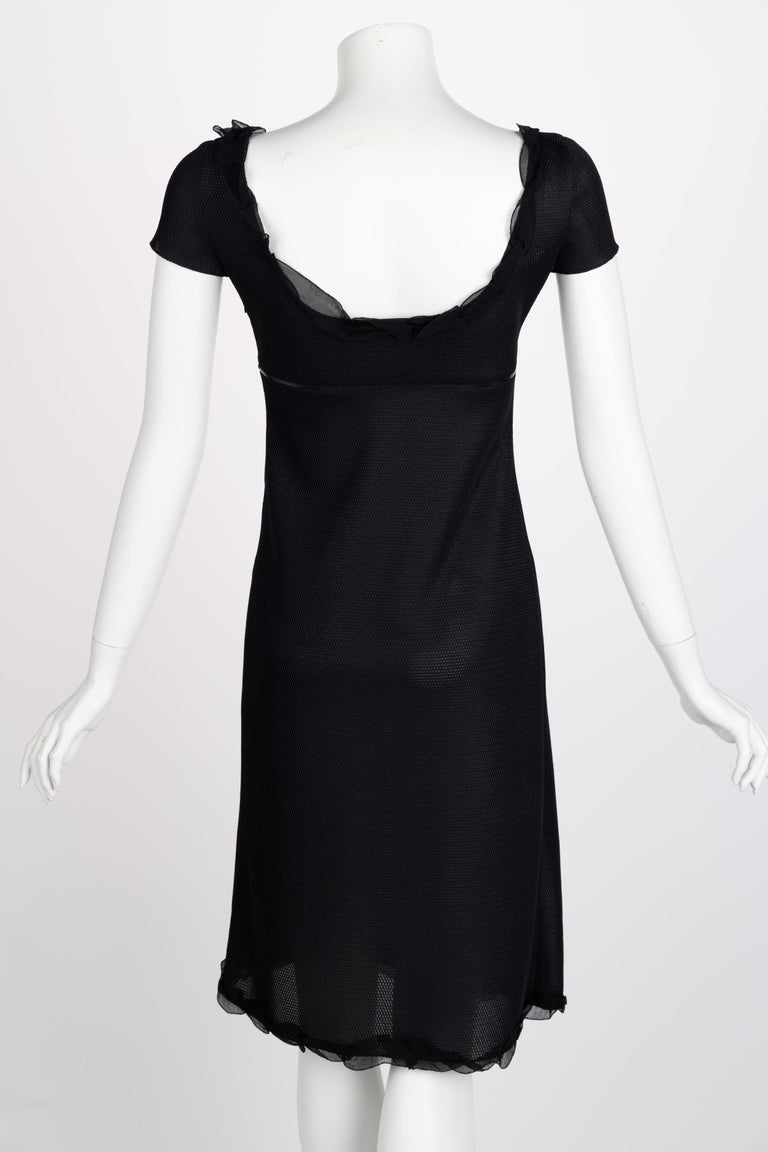Prada Black Cutout Patent Trim Dress, 1990s For Sale 2