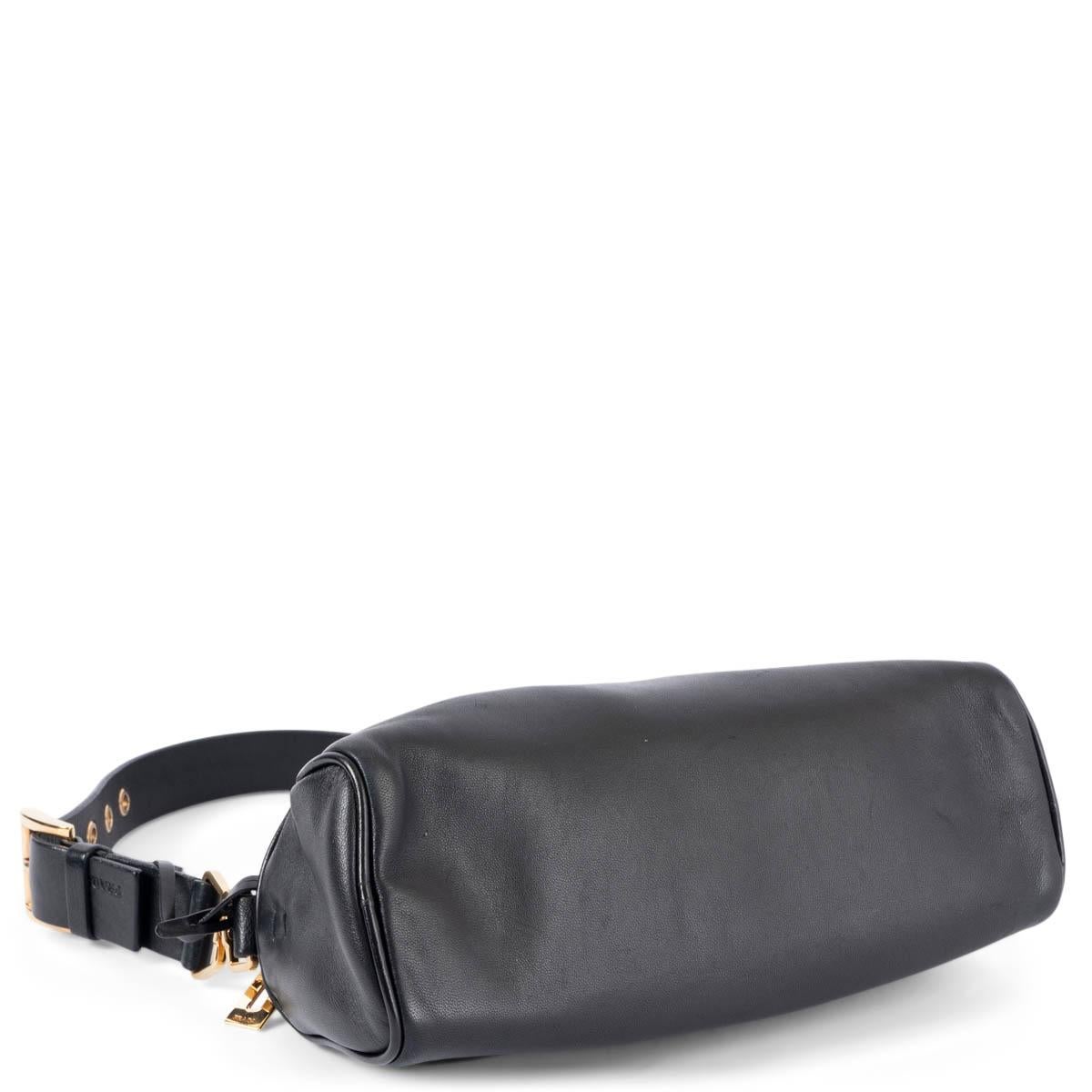 Women's PRADA black Daino Box leather BOXY Shoulder Bag BR0094 For Sale