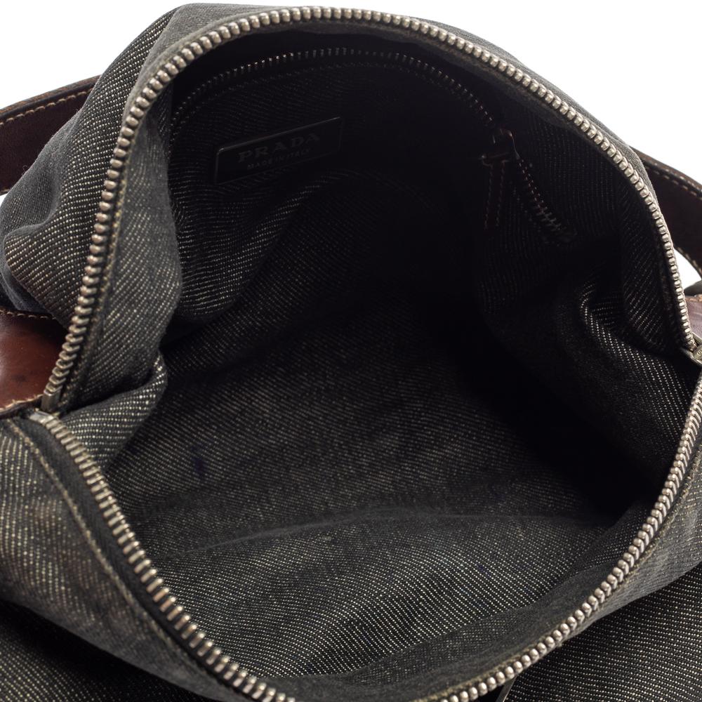 Prada Black Denim and Leather Zip Hobo 6