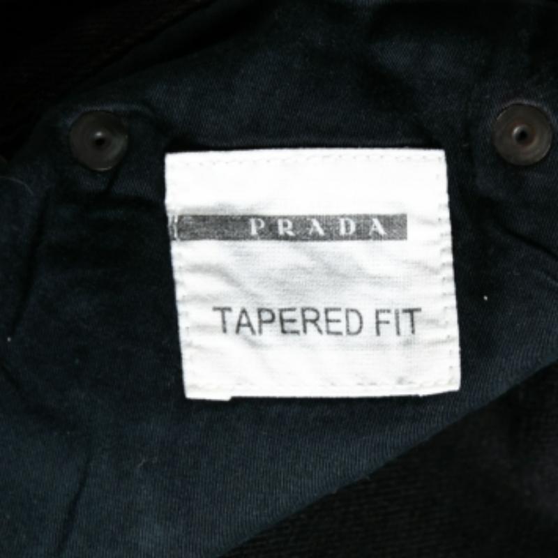 Prada Black Denim Tapered Fit Jeans M In Good Condition For Sale In Dubai, Al Qouz 2