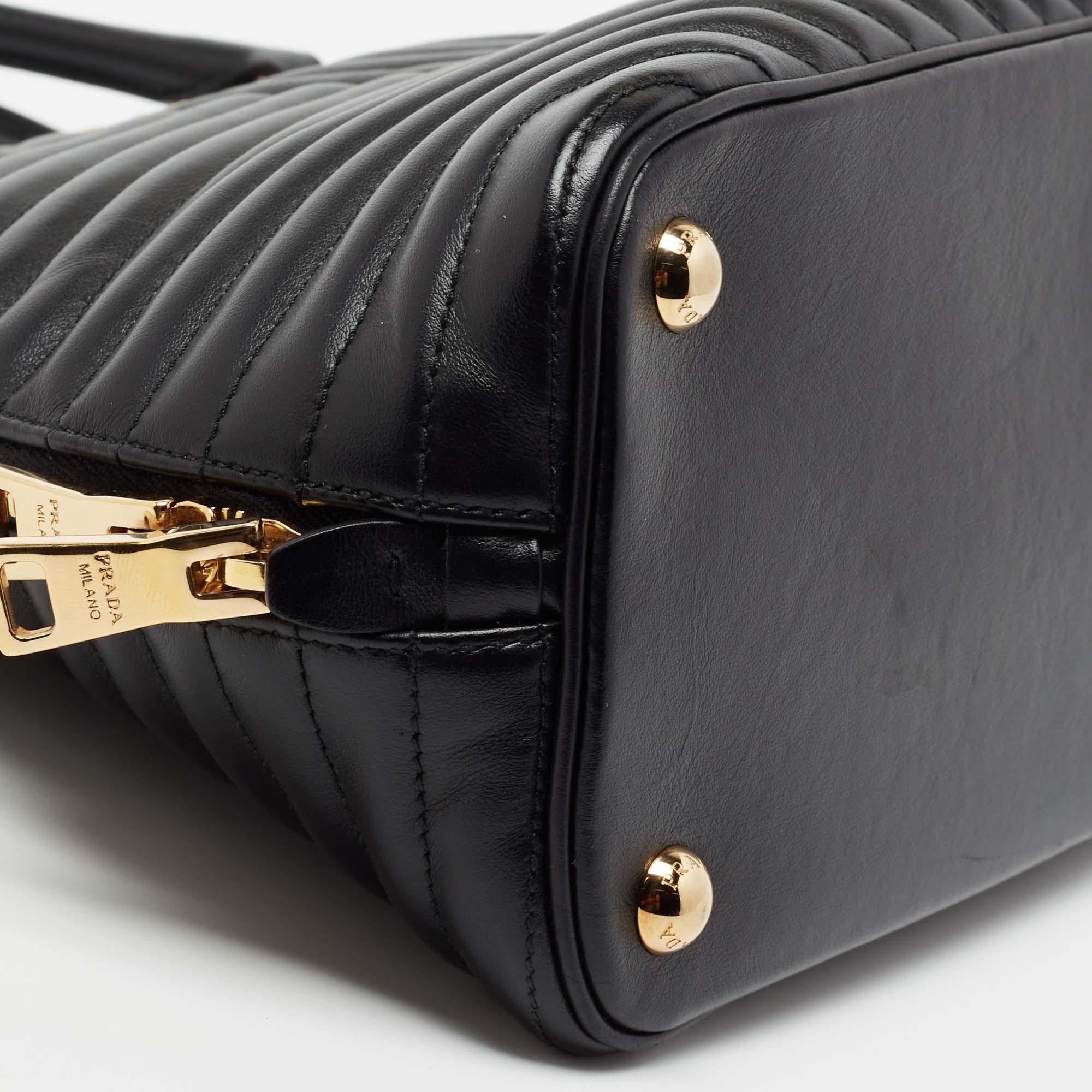 Prada Black Diagramme Quilted Leather Promenade Satchel 5