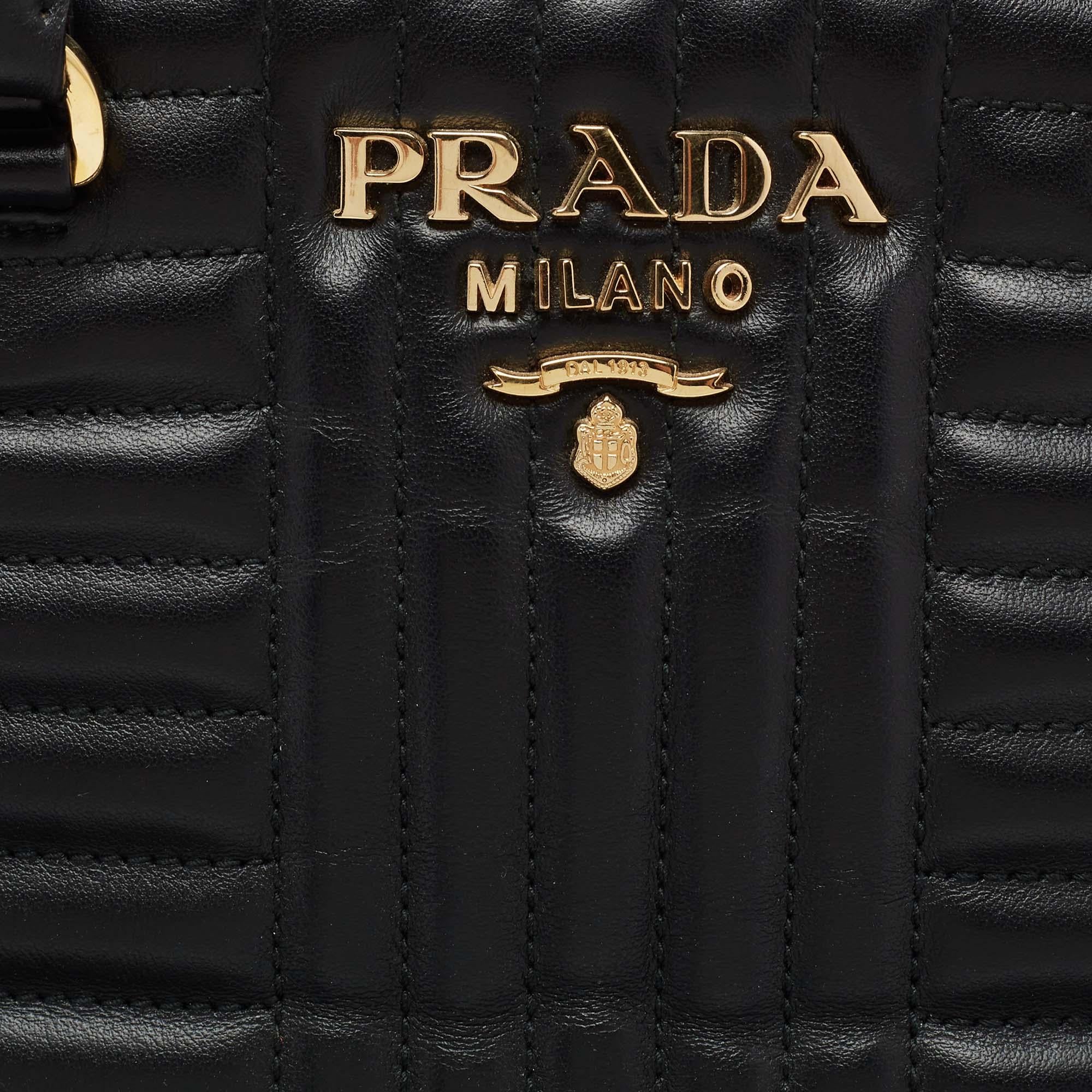 Prada Black Diagramme Quilted Leather Promenade Satchel 6