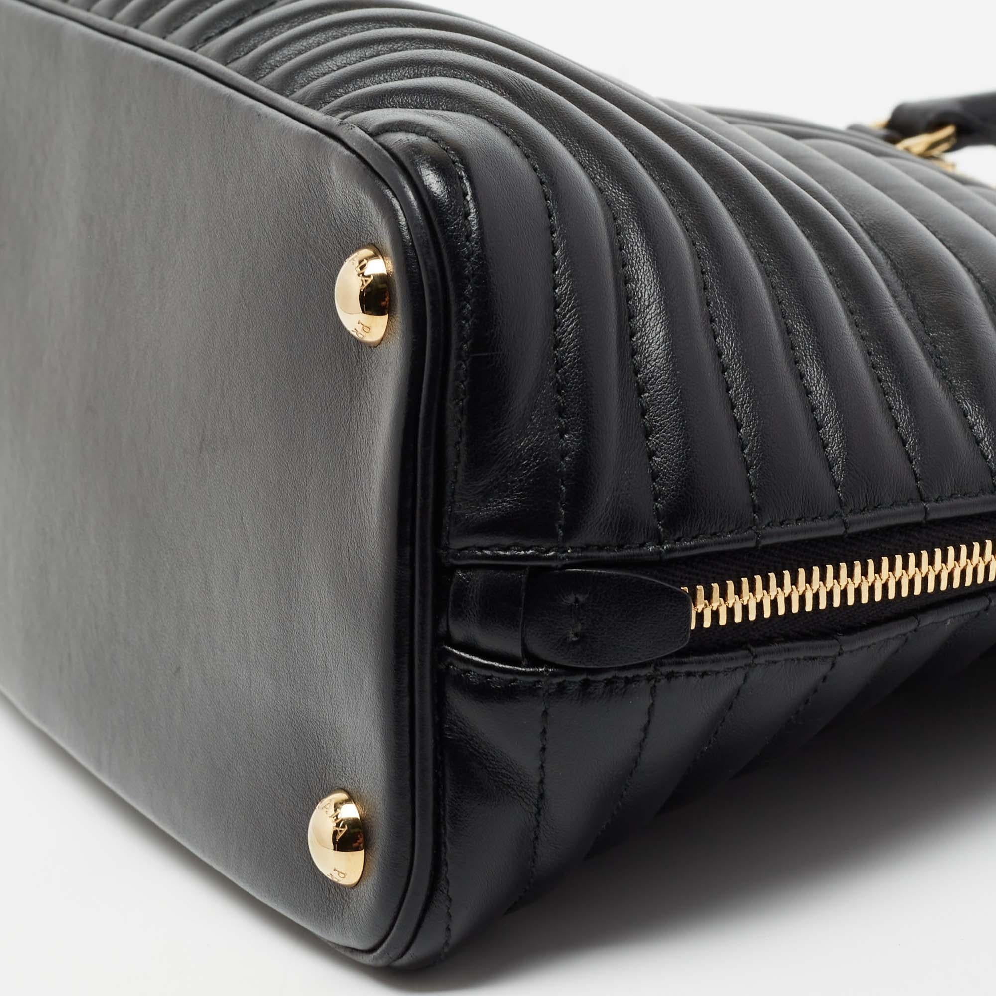 Prada Black Diagramme Quilted Leather Promenade Satchel 4