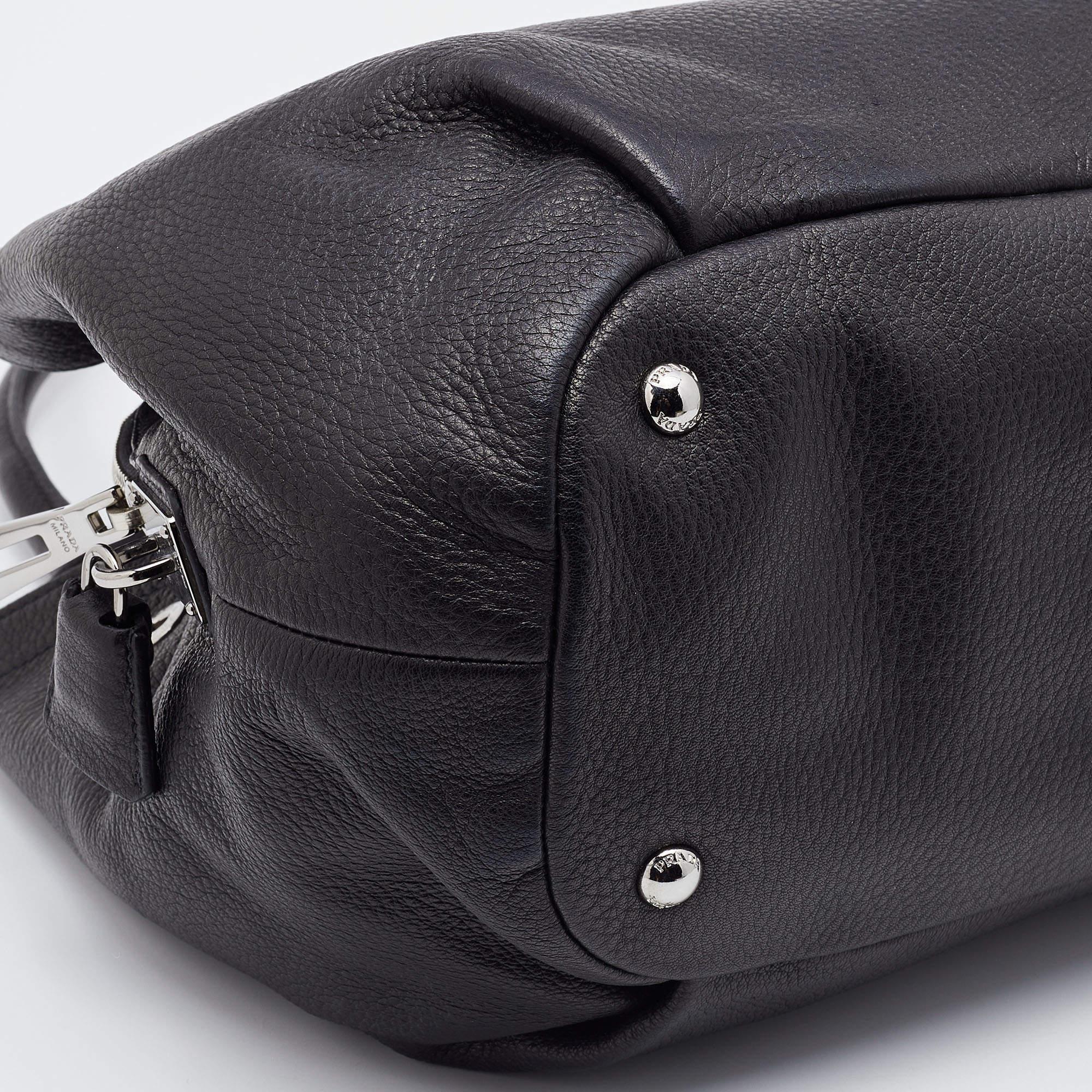 Prada Black Diano Leather Top Zip Bag For Sale at 1stDibs