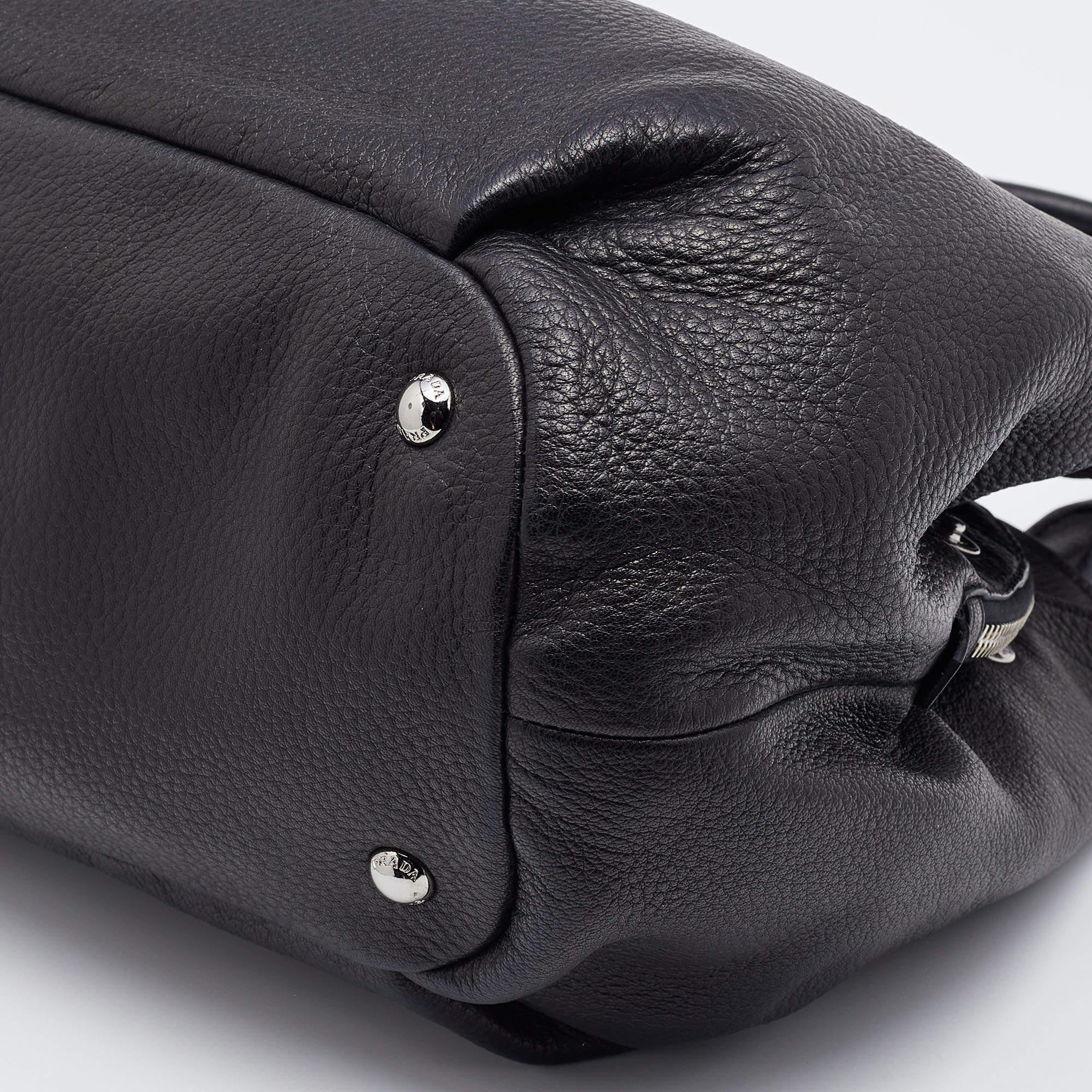 Prada Black Diano Leather Top Zip Bag For Sale at 1stDibs