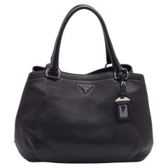 Prada Black Diano Leather Top Zip Bag