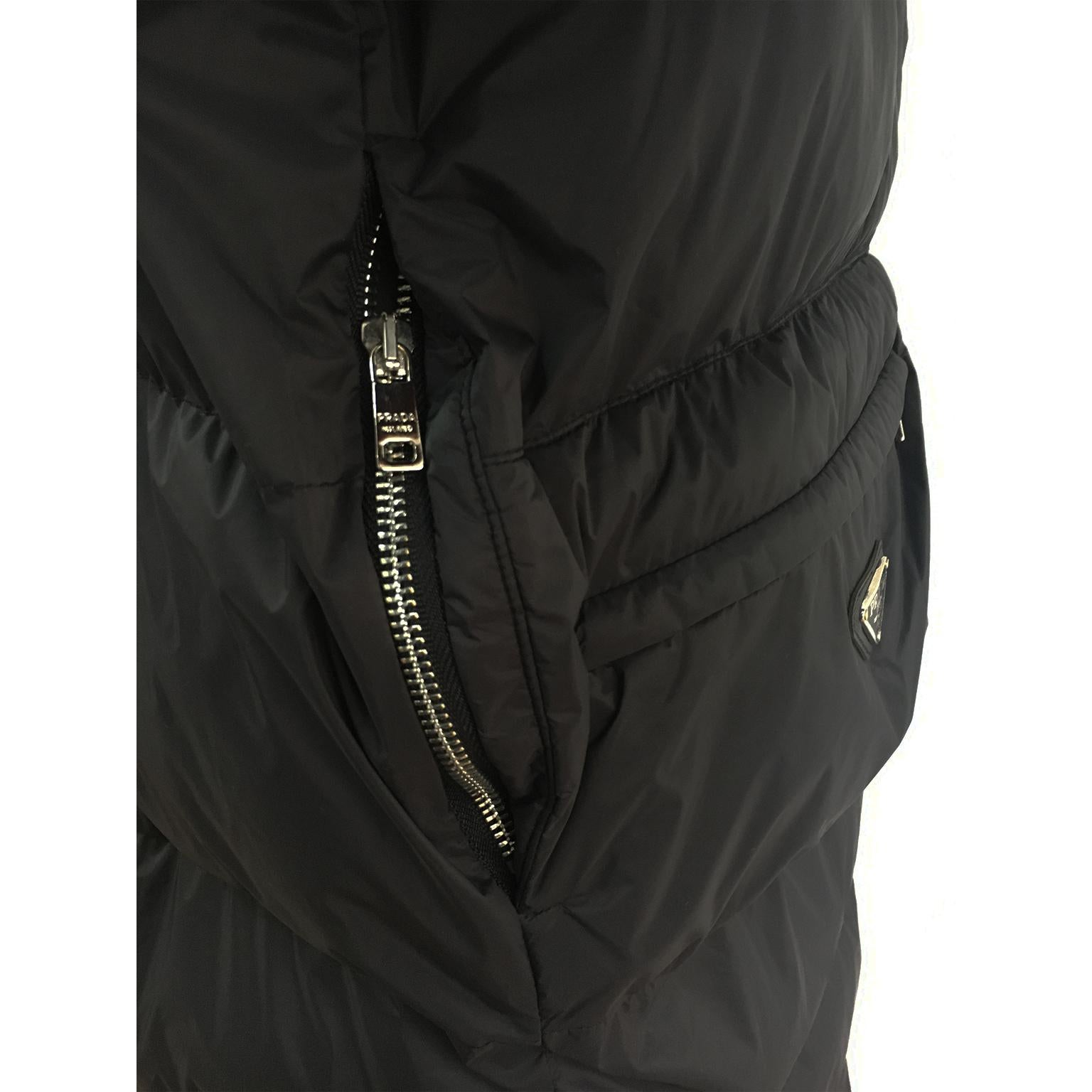 Prada Black Down Puffer Jacket Coat With Belt 2