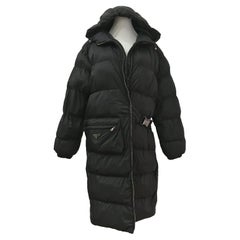 Prada Black Down Puffer Jacket Coat With Belt