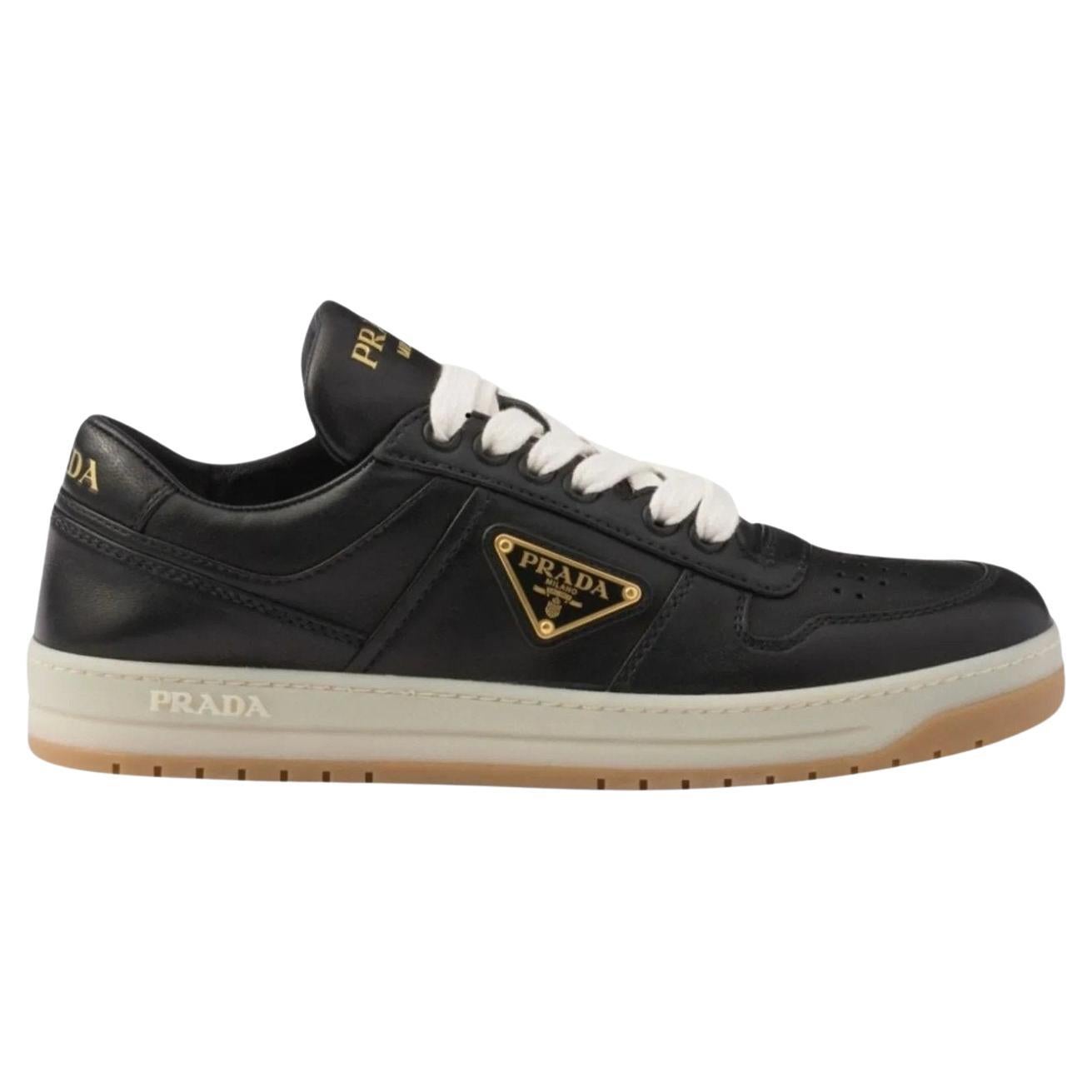 Prada Black Downtown Leather Sneaker IT36 For Sale