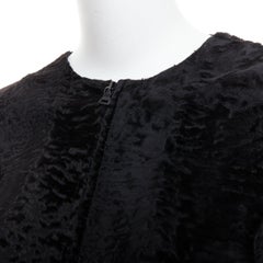 PRADA black dye lamb fur front wool zip front cardigan jacket IT40 S
