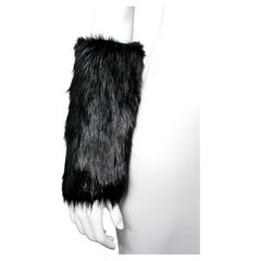 Prada Black Dyed Beaver Fur Arm Cuffs