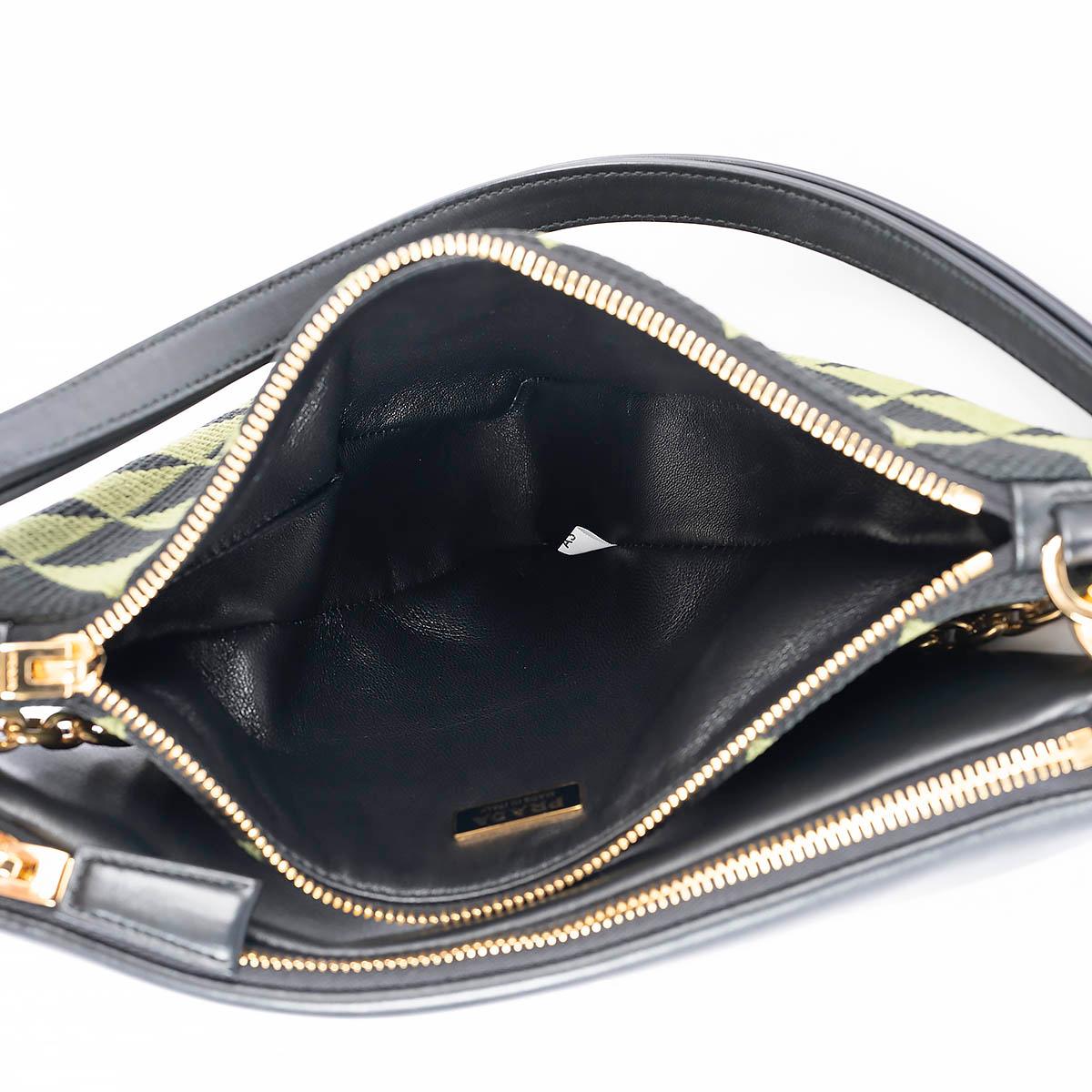 PRADA black Edera green Jacquard MINI TRIANGLE Shoulder Bag For Sale 1