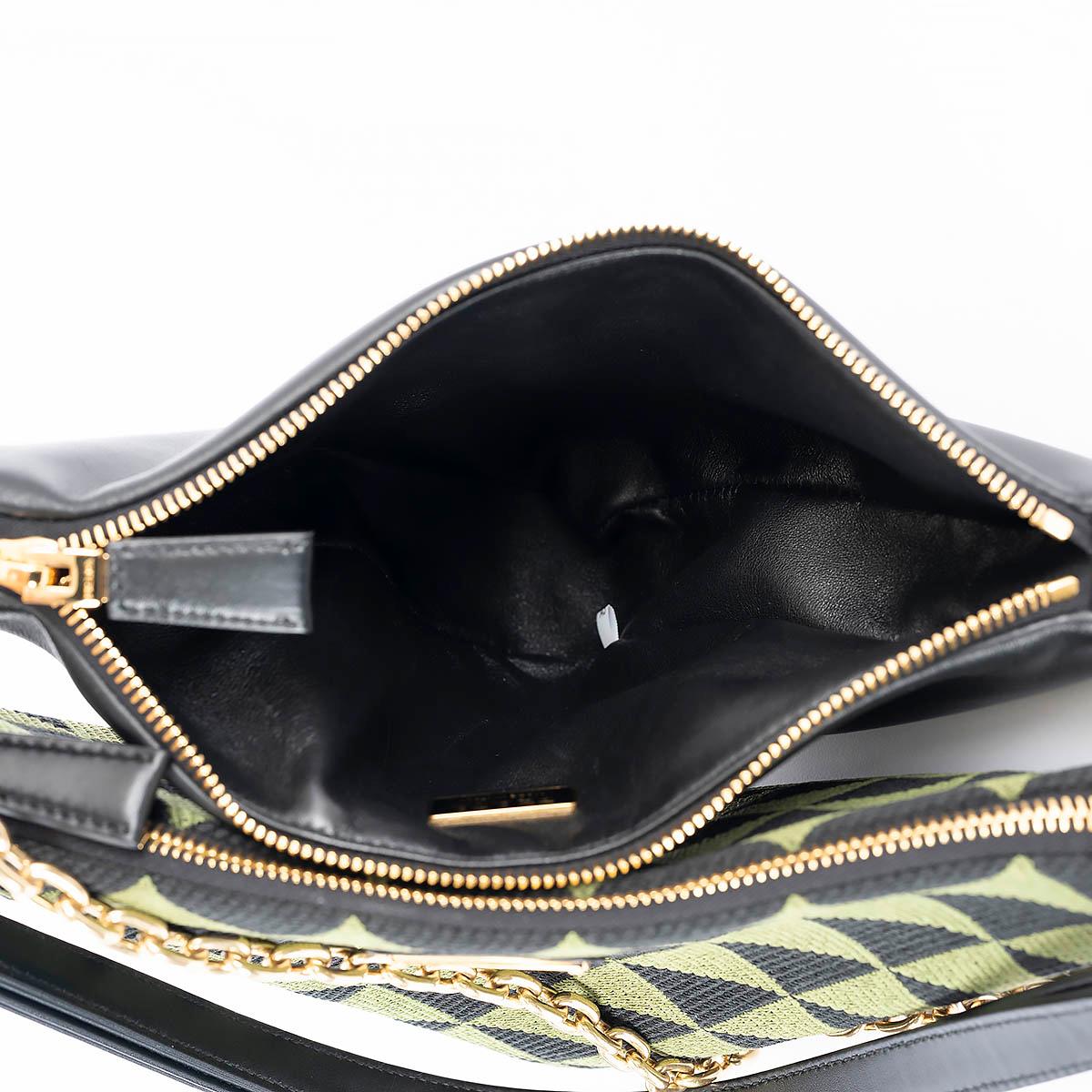 PRADA black Edera green Jacquard MINI TRIANGLE Shoulder Bag For Sale 2