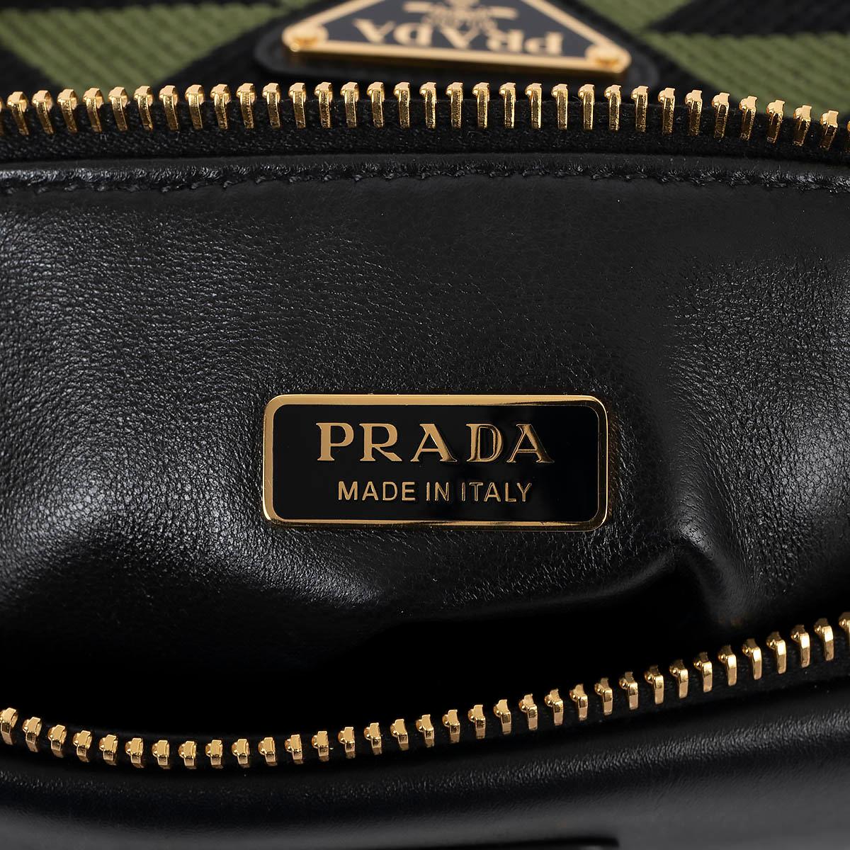 PRADA black Edera green Jacquard MINI TRIANGLE Shoulder Bag For Sale 4