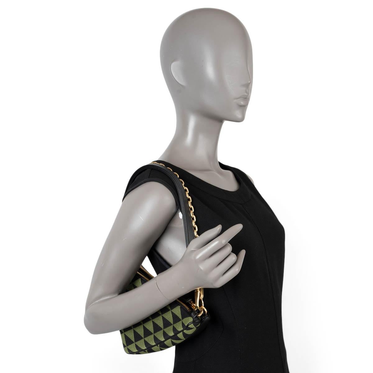 PRADA black Edera green Jacquard MINI TRIANGLE Shoulder Bag For Sale 5