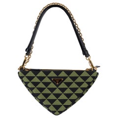 PRADA black Edera green Jacquard MINI TRIANGLE Shoulder Bag