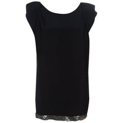 Prada Black Embellished Hem Ruffled Sleeve Dress M