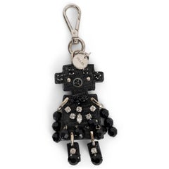 PRADA black EMBELLISHED LIZARD ROBOT Keyring Bag Charm