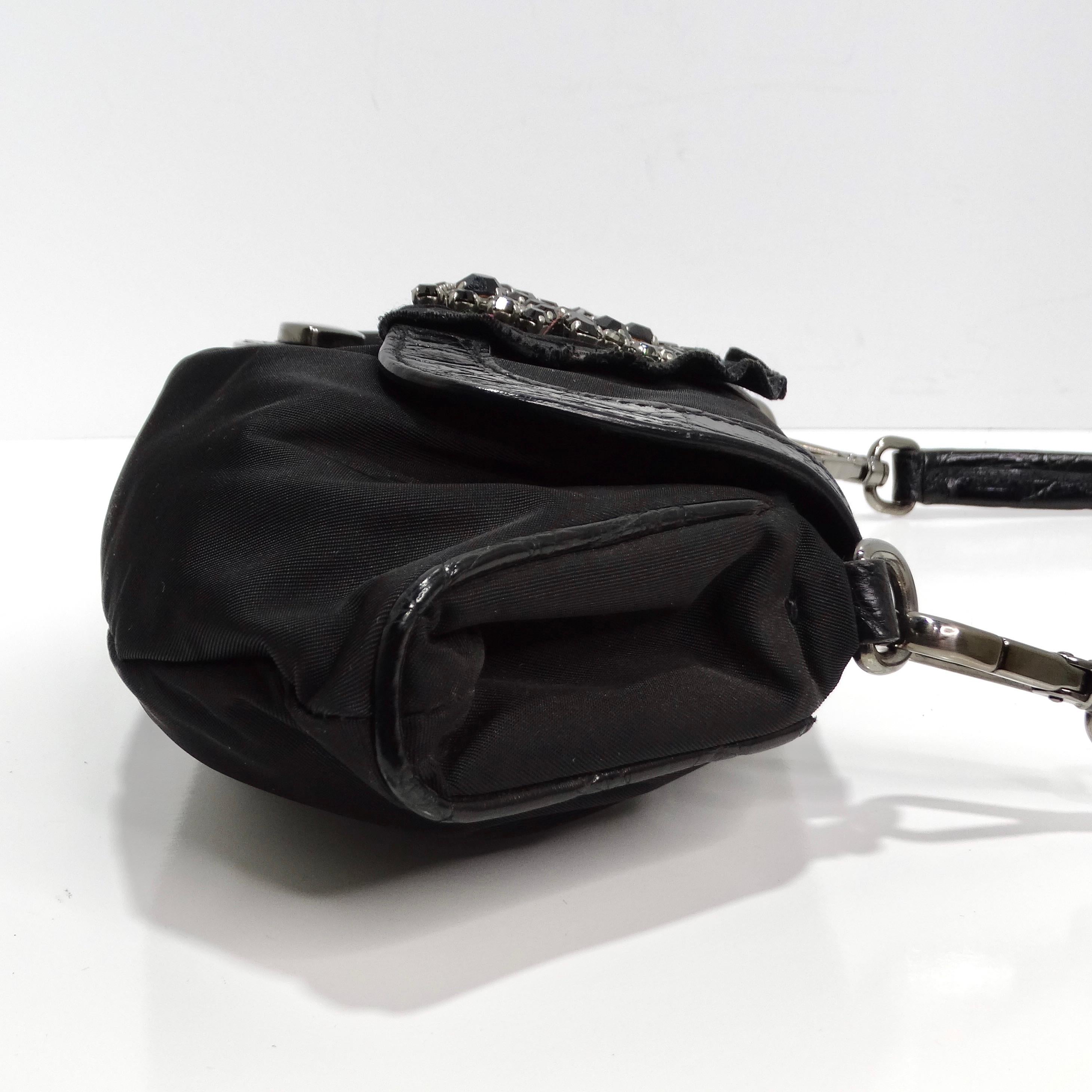 Prada Black Embellished Skipper Shoulder Bag For Sale 1